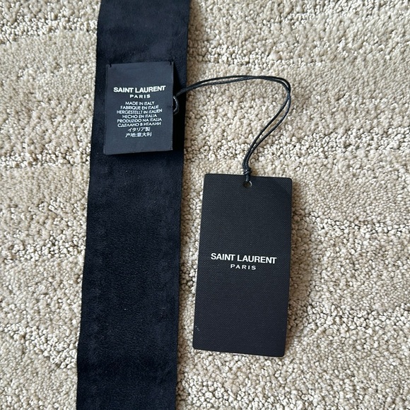 NWT Saint Laurent YSL Black Suede Scarf Choker Metallic Stars & Silver Studs - Picture 11 of 16